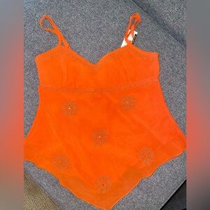 New York And Company Sheer Orange Cami Size 4 Brand New